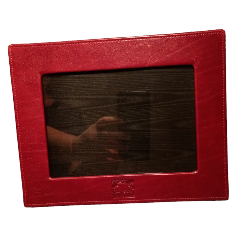 Raika 5 X 7 WIDE BORDER LEATHER FRAME Red with an embroidered tree of li…